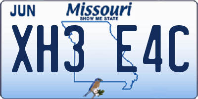 MO license plate XH3E4C
