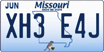MO license plate XH3E4J