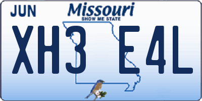 MO license plate XH3E4L