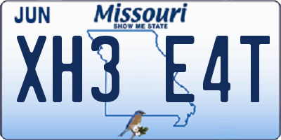 MO license plate XH3E4T