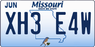MO license plate XH3E4W
