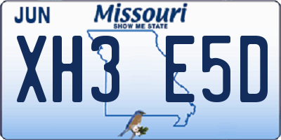 MO license plate XH3E5D