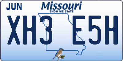 MO license plate XH3E5H