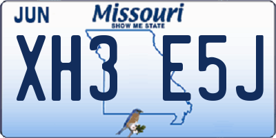 MO license plate XH3E5J