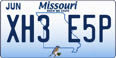 MO license plate XH3E5P