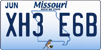 MO license plate XH3E6B