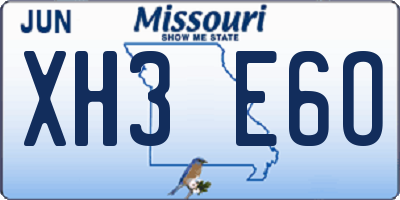 MO license plate XH3E6O