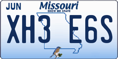 MO license plate XH3E6S