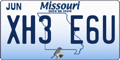 MO license plate XH3E6U
