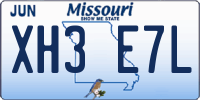 MO license plate XH3E7L