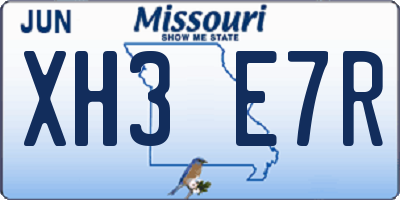MO license plate XH3E7R