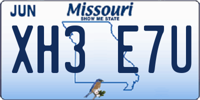MO license plate XH3E7U