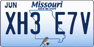MO license plate XH3E7V