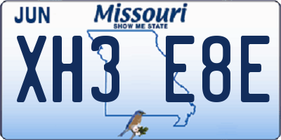 MO license plate XH3E8E