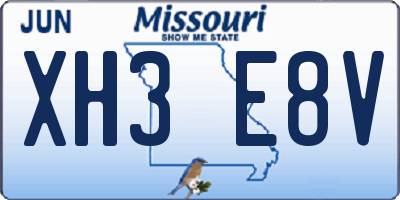 MO license plate XH3E8V