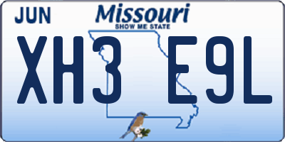 MO license plate XH3E9L