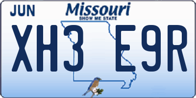 MO license plate XH3E9R