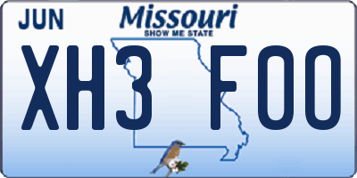 MO license plate XH3F0O