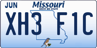 MO license plate XH3F1C