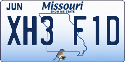 MO license plate XH3F1D
