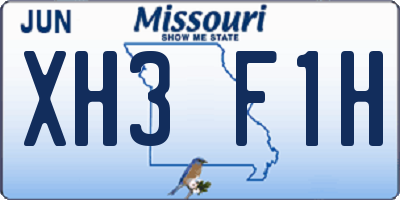 MO license plate XH3F1H