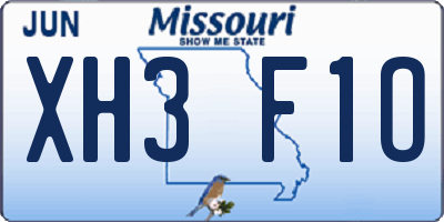 MO license plate XH3F1O