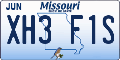 MO license plate XH3F1S