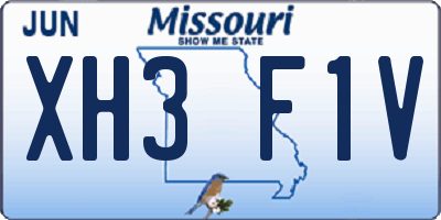 MO license plate XH3F1V