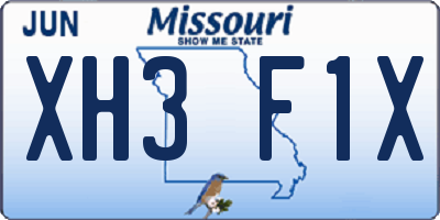 MO license plate XH3F1X