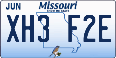 MO license plate XH3F2E