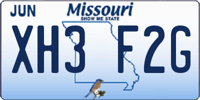 MO license plate XH3F2G