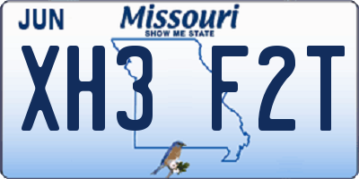 MO license plate XH3F2T