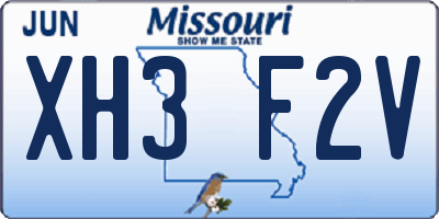 MO license plate XH3F2V