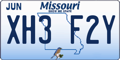 MO license plate XH3F2Y
