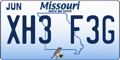 MO license plate XH3F3G