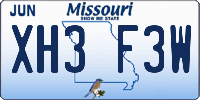 MO license plate XH3F3W