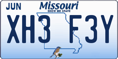 MO license plate XH3F3Y