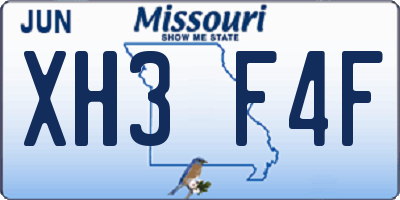 MO license plate XH3F4F