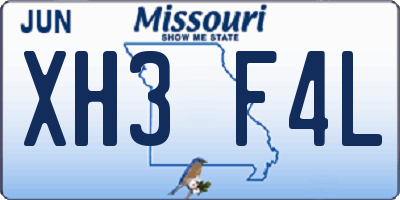 MO license plate XH3F4L