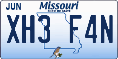 MO license plate XH3F4N