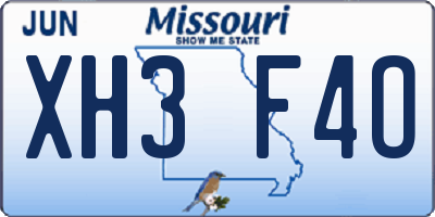 MO license plate XH3F4O