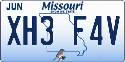 MO license plate XH3F4V