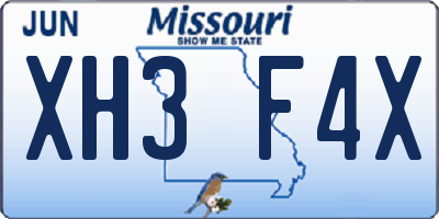 MO license plate XH3F4X