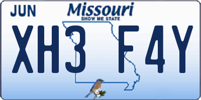 MO license plate XH3F4Y
