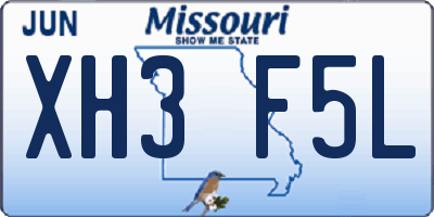 MO license plate XH3F5L