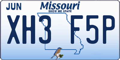 MO license plate XH3F5P