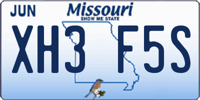 MO license plate XH3F5S
