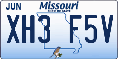 MO license plate XH3F5V