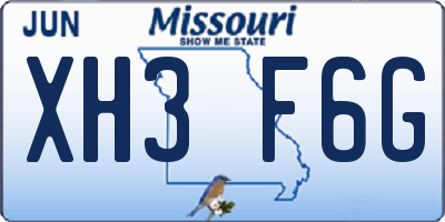 MO license plate XH3F6G