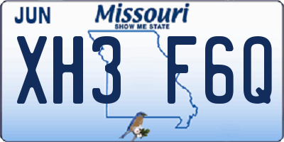 MO license plate XH3F6Q